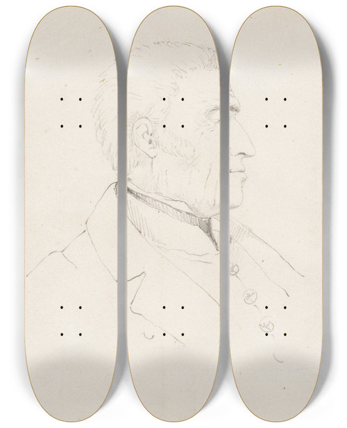 Triptych art skateboard deck of Miner Kilbourne Kellogg Zachary Taylor by Miner Kilbourne Kellogg (1814-1889)