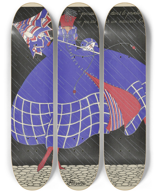 Triptych art skateboard deck of Marthe Romme Les Douze Mois De Lanne Pluviose by Marthe Romme (19-20-)