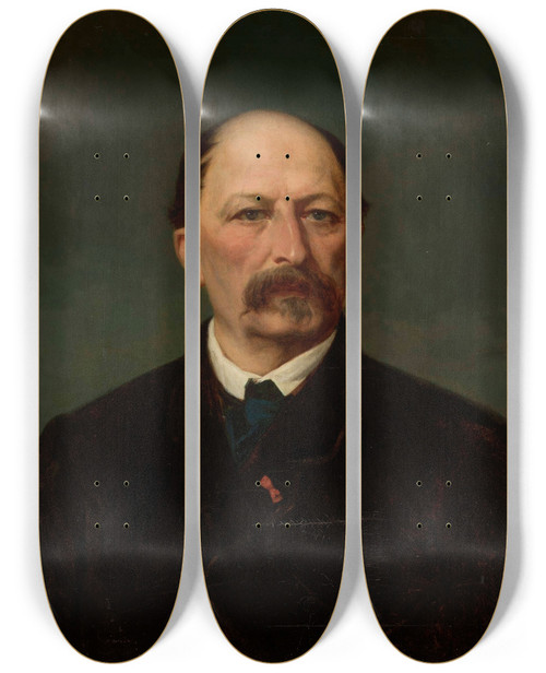 Triptych art skateboard deck of Leon Kapliski Portrait Of Ksawery Branicki by Leon Kaplinski (1826-1873)