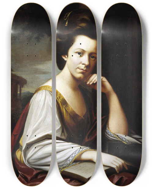 Triptych art skateboard deck of Henry Benbridge Mrs Charles Cotesworth Pinckney Sarah Middleton by Henry Benbridge (1743-1812)