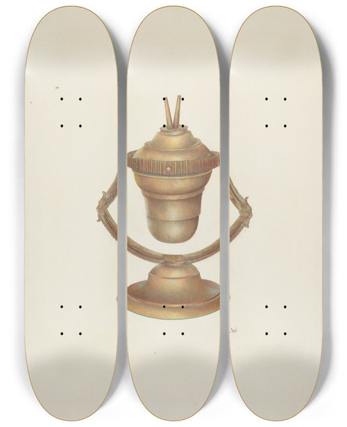Triptych art skateboard deck of Joseph L Boyd Mariners Lamp by Joseph L Boyd (20-)