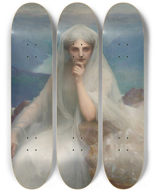 Triptych art skateboard deck of Pascaladolphejean Dagnanbouveret Sur Les Cimes On The Summit by Pascal-Adolphe-Jean Dagnan-Bouveret (1852-1929)