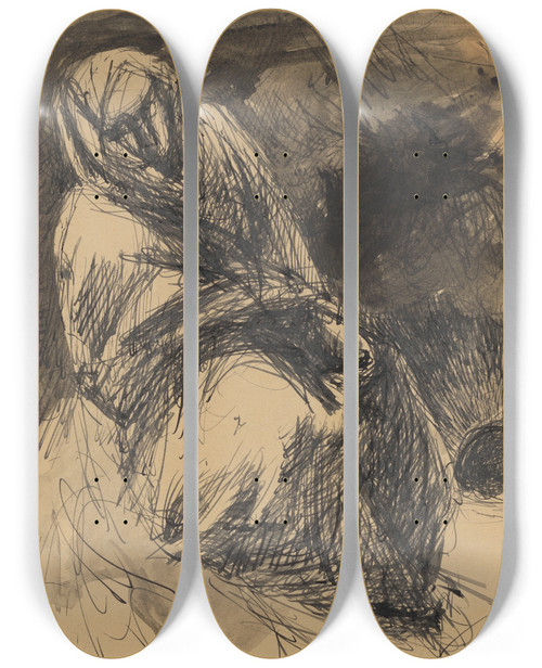 Triptych art skateboard deck of Jn Novk Woman_1 by Jan Novak (1921-1944)