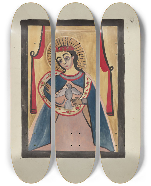 Triptych art skateboard deck of E Boyd Retabla Of Holy Ghost_1 by E Boyd (20-)