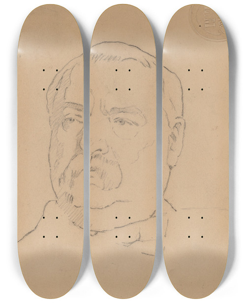 Triptych art skateboard deck of Eastman Johnson Grover Cleveland Recto by Eastman Johnson (1824-1906)