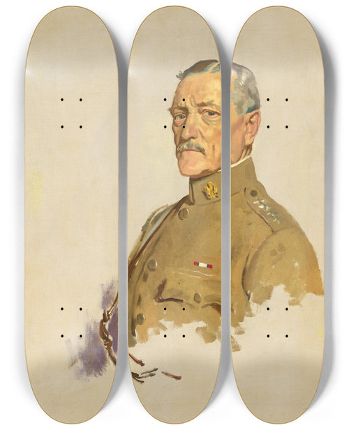 Triptych art skateboard deck of William Orpen John Joseph Pershing by William Orpen (1878-1931)