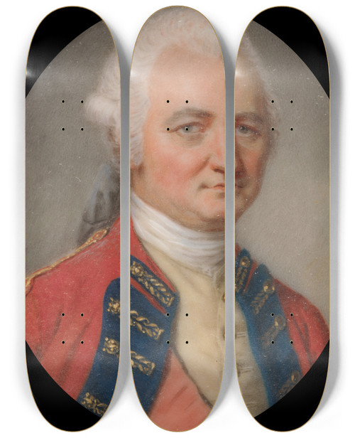 Triptych art skateboard deck of John Smart Robert First Baron Clive Of Plassey by John Smart (1741-1811)
