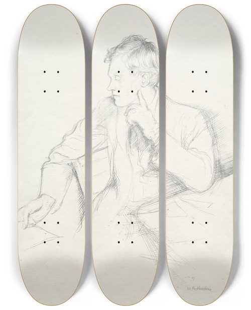 Triptych art skateboard deck of William Rothenstein Charles Hazelwood Shannon by William Rothenstein (1872-1945)