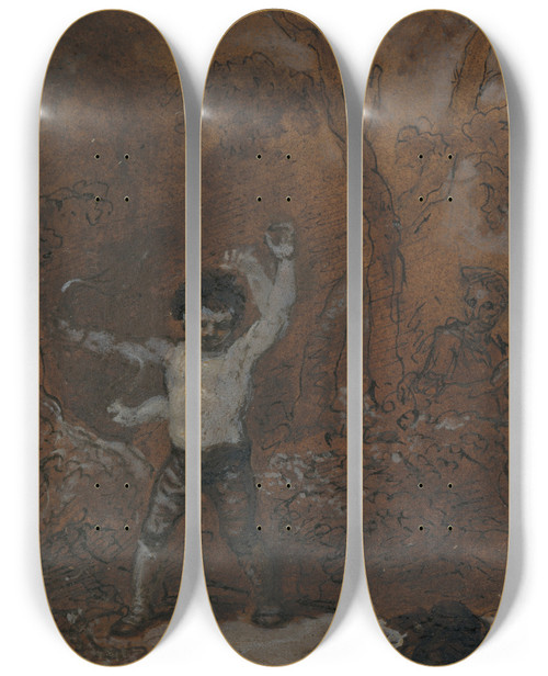 Triptych art skateboard deck of Robert Smirke One From Illustrations To Shakespeare_2 by Robert Smirke (1752-1845)