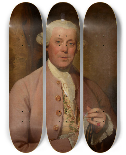 Triptych art skateboard deck of Gilbert Stuart Portrait Of Henry Lambert by Gilbert Stuart (1755-1828)