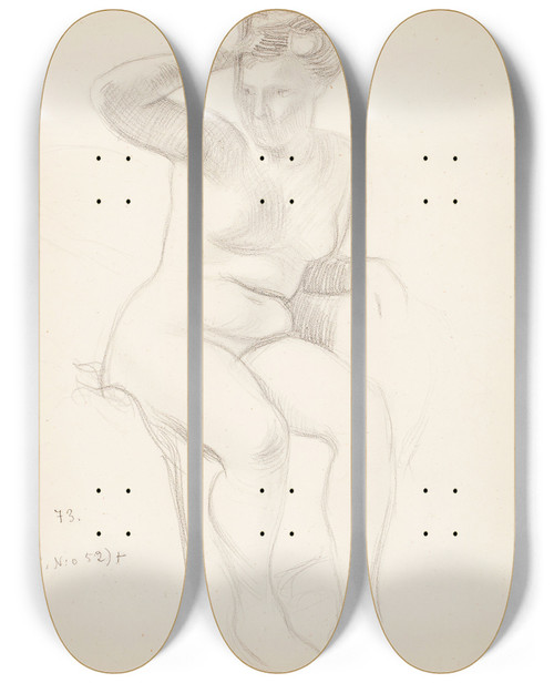 Triptych art skateboard deck of Eero Jrnefelt Untitled_7 by Eero Jarnefelt (1863-1937)