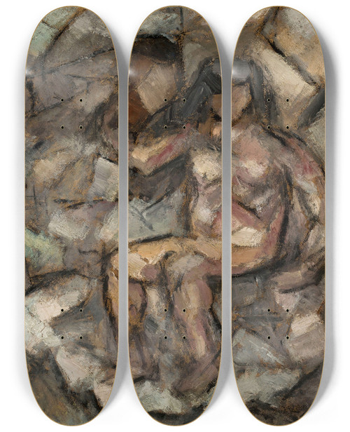 Triptych art skateboard deck of Tadeusz Makowski Rest by Tadeusz Makowski (1882-1932)