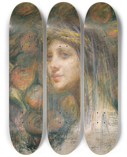 Triptych art skateboard deck of Alice Pike Barney Ceres by Alice Pike Barney (1857-1931)