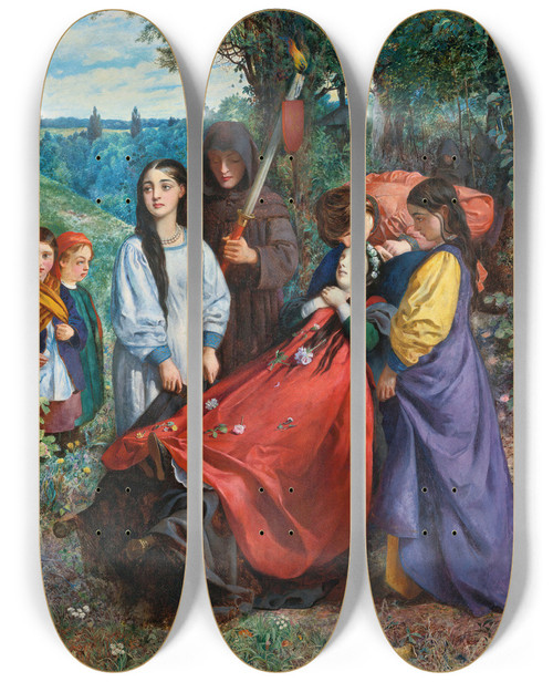 Triptych art skateboard deck of George Adolphus Storey The Brides Burial by George Adolphus Storey (1834-1919)