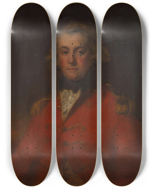 Triptych art skateboard deck of John Hoppner Major Thomas Pechell 17531826 by John Hoppner (1758-1810)