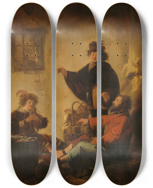 Triptych art skateboard deck of Benjamin Gerritsz Cuyp Joseph Interpreting The Dreams Of The Baker And The Butler by Benjamin Gerritsz Cuyp (1612-1652)
