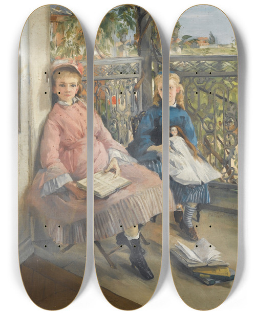 Triptych art skateboard deck of Eva Gonzals La Fentre by Eva Gonzales (1849-1883)