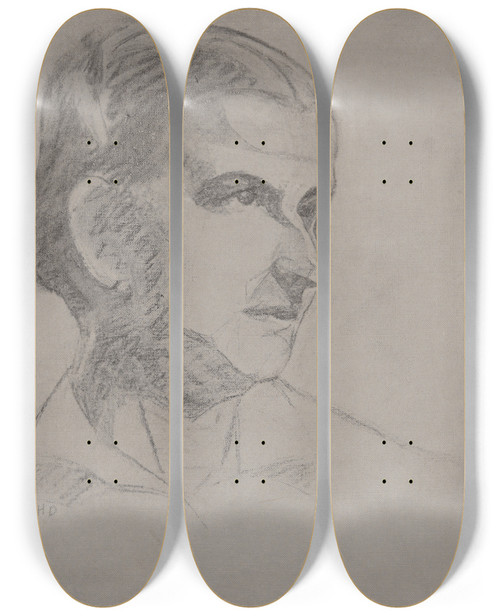 Triptych art skateboard deck of Charles Demuth Portrait Of Augusta B Demuth The Artistsmother by Charles Demuth (1883-1935)