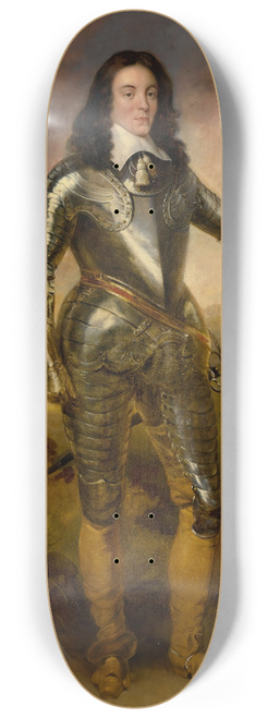 English School - Portrait of a Gentleman, Probably Captain Joseph Poole of Sykehouse,Wearing Armor And Standing In a Landscape 8.25 inch art skate deck