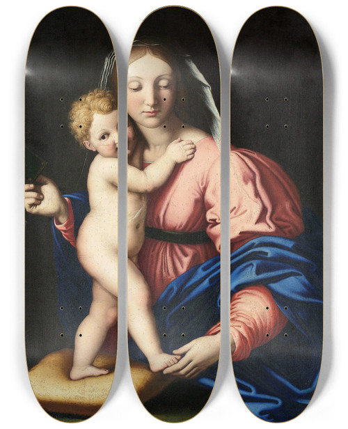 Triptych art skateboard deck of Giovanni Battista Salvi Da Sassoferrato Virgin And Child by Giovanni Battista Salvi Da Sassoferrato (1609-1685)