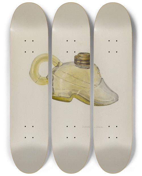 Triptych art skateboard deck of Samuel O Klein Lamp Base by Samuel O Klein