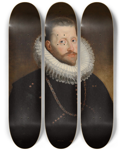 Triptych art skateboard deck of Follower Of Peter Paul Rubens Portrait Of Archduke Albrecht Vii Of Austria_1 by Follower Of Peter Paul Rubens (1577-1640)