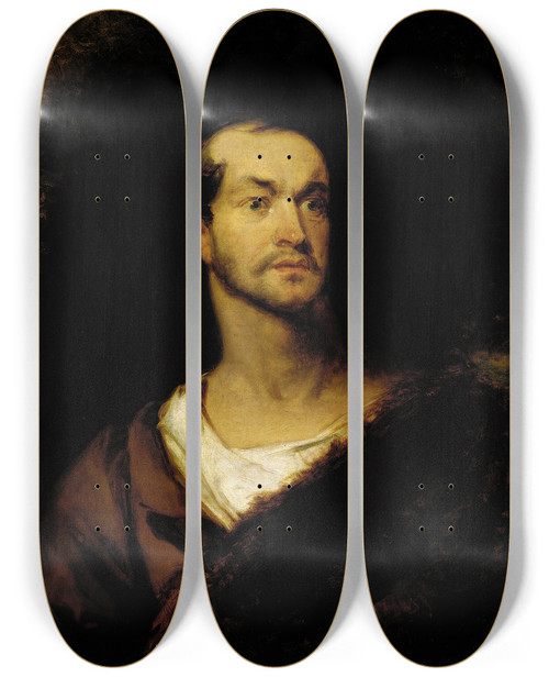 Triptych art skateboard deck of Henry Inman William Charles Macready As William Tell by Henry Inman (1801-1846)