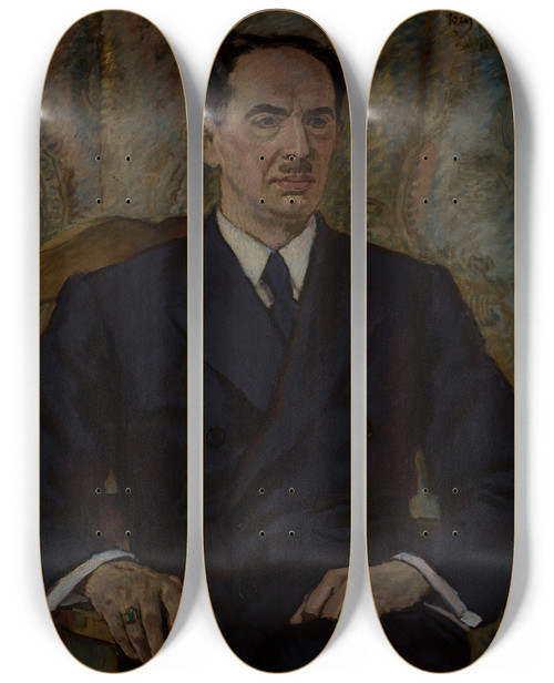 Triptych art skateboard deck of Jzef Mehoffer Portrait Of Doctor Alfred Krause by Jozef Mehoffer (1869-1946)