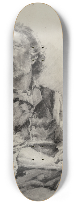 Enrique Serra Auqu - Study of a seated man holding a crucifix 8.25 inch art skate deck