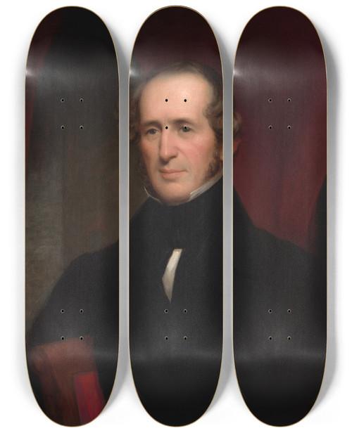 Triptych art skateboard deck of Nathaniel Jocelyn Cornelius Vanderbilt by Nathaniel Jocelyn (1796-1881)