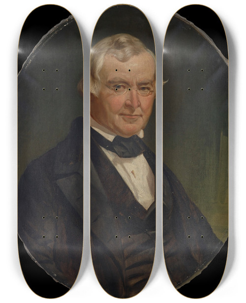 Triptych art skateboard deck of Jacob Cox Portrait Of Dr Charles G Mclean by Jacob Cox (1810-1892)