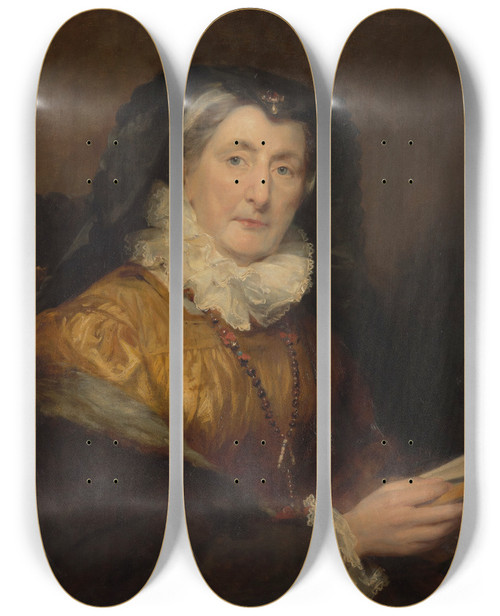 Triptych art skateboard deck of Margaret Sarah Carpenter Portrait Of Mrs W Collins by Margaret Sarah Carpenter (1793-1872)