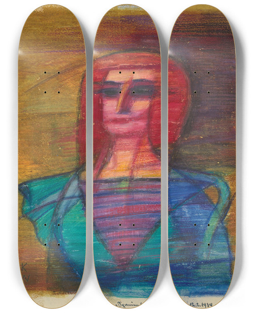 Triptych art skateboard deck of Karl Wiener Spanien 1939 Grausamkeit Weibl Portrt by Karl Wiener (1901-1949)
