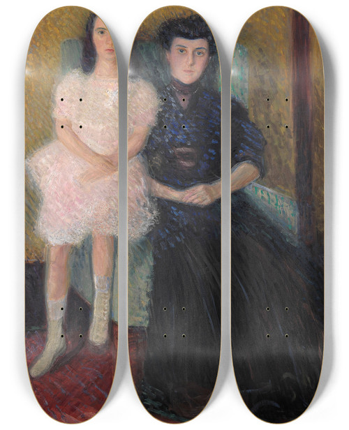 Triptych art skateboard deck of Richard Gerstl Mutter Und Tochter by Richard Gerstl (1883-1908)