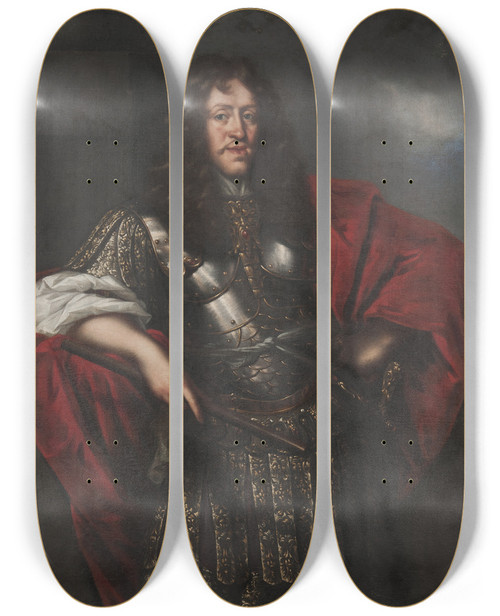 Triptych art skateboard deck of David Klcker Ehrenstrahl Adolf Johan Te 16291689 Count Palatine Of Zweibrcken Duke Of Stegeborg by David Klocker Ehrenstrahl (1628-1698)