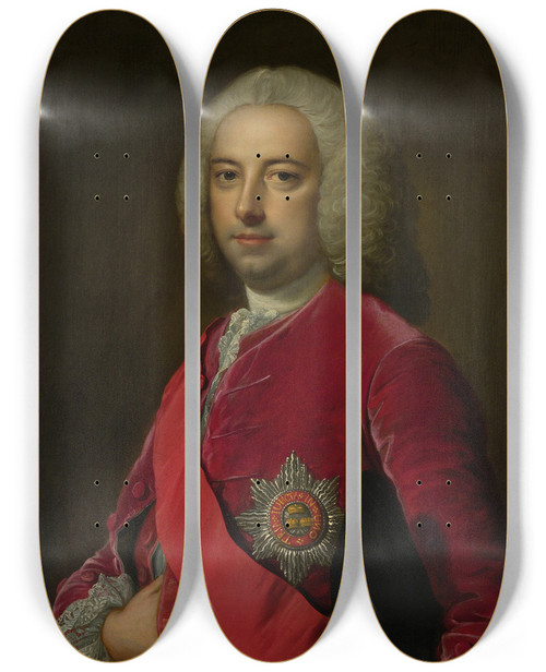 Triptych art skateboard deck of Thomas Hudson Portrait Of Sir Edward Walpole Later Second Earl Of Orford by Thomas Hudson (1701-1779)