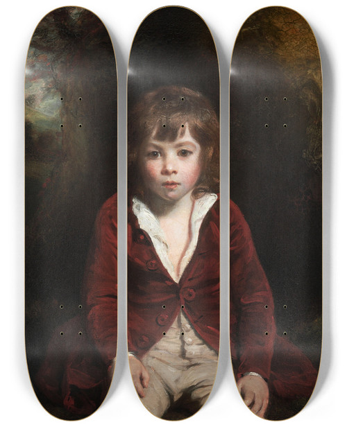 Triptych art skateboard deck of Sir Joshua Reynolds Portrait Of Master Bunbury by Sir Joshua Reynolds (1723-1792)