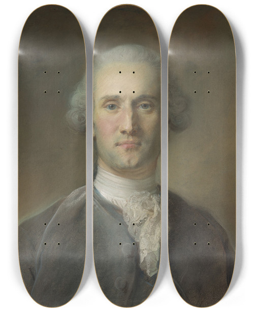 Triptych art skateboard deck of Jeanbaptiste Perronneau Portrait Of A Man_1 by Jean-Baptiste Perronneau (1715-1783)