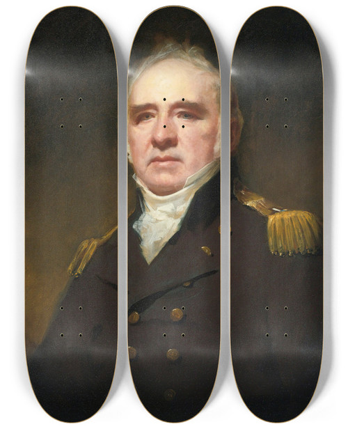 Triptych art skateboard deck of Sir Henry Raeburn Portrait Of Captain James Forbesdrummond Rn Of Hawthornden by Sir Henry Raeburn (1756-1823)