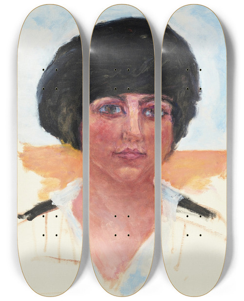 Triptych art skateboard deck of Pierre Bonnard Tte De Femme Toque Noire Mme Lucienne Dupuy De Frenelle Tude by Pierre Bonnard (1867-1947)