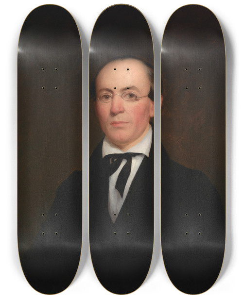 Triptych art skateboard deck of Nathaniel Jocelyn William Lloyd Garrison by Nathaniel Jocelyn (1796-1881)