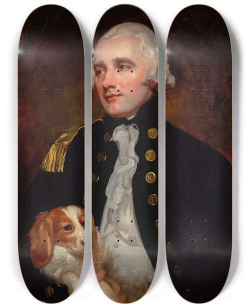 Triptych art skateboard deck of George Romney Portrait Of An Officer Of The Corps Of Engineers Halflength Formerly Identified As Sir George Grey by George Romney (1734-1802)