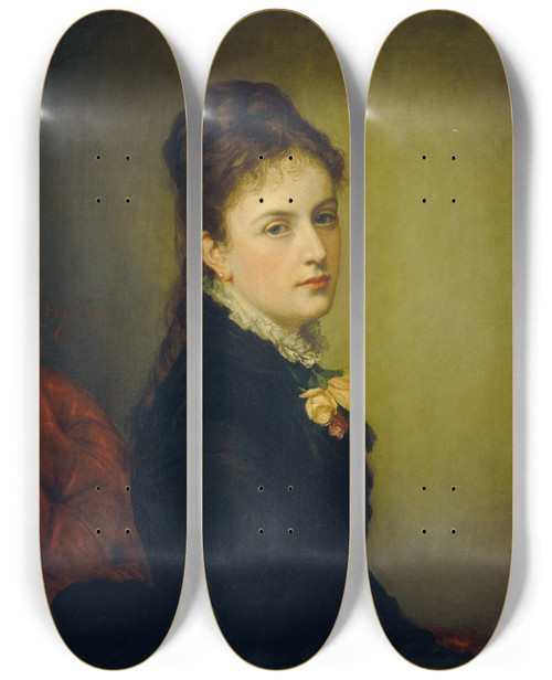 Triptych art skateboard deck of George Peter Alexander Healy Roxana Atwater Wentworth by George Peter Alexander Healy (1813-1894)