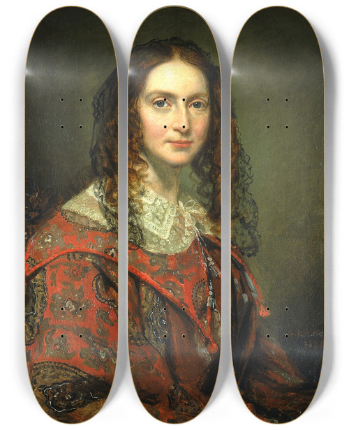 Triptych art skateboard deck of George Peter Alexander Healy Mrs Thomas B Bryan by George Peter Alexander Healy (1813-1894)
