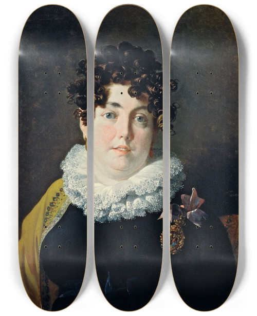 Triptych art skateboard deck of Nicolasantoine Taunay Portrait Of The Marquise Of Belas by Nicolas-Antoine Taunay (1755-1830)