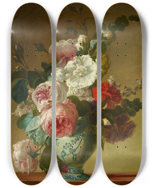 Triptych art skateboard deck of Anne Vallayercoster Floral Still Life_2 by Anne Vallayer-Coster (1744-1818)