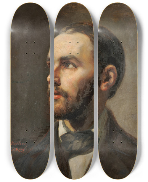 Triptych art skateboard deck of Ernst Stckelberg Portrait Of The Archaeologist Johann Jakob Bernoulli by Ernst Stuckelberg (1831-1903)