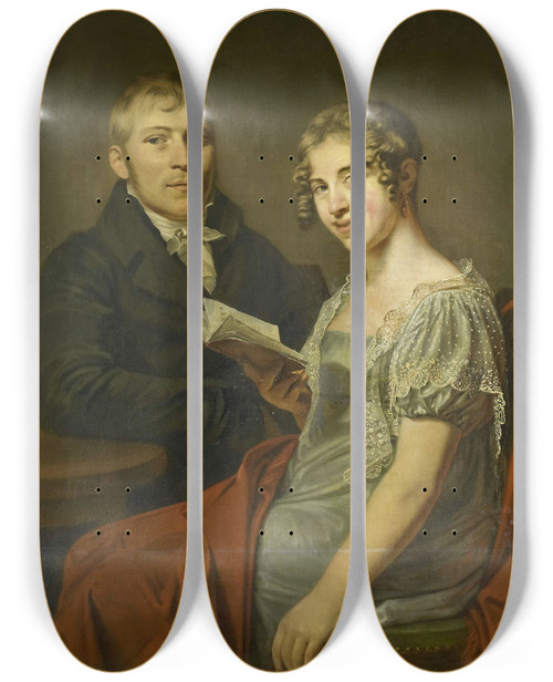 Triptych art skateboard deck of Louis Moritz Hendrik Arend Van Den Brink 17831852 And His Wife Lucretia Johanna Van De Poll 17901850 by Louis Moritz (1773-1850)