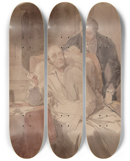 Triptych art skateboard deck of Nicaise De Keyser The Last Will And Testament Of King William Ii In Tilburg_1 by Nicaise De Keyser (1813-1887)