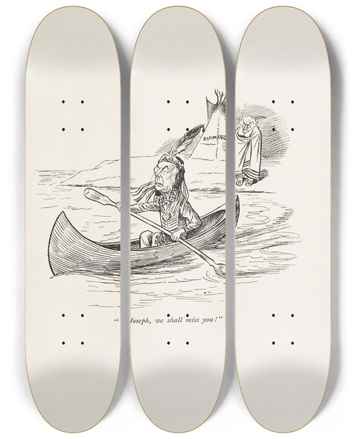 Triptych art skateboard deck of Sir Wilfrid Lawson Cartoons In Rhyme And Line Pl08 by Sir Wilfrid Lawson (1829-1906)